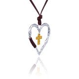 Cross Love alloy leather rope necklace