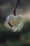 Cross Love alloy leather rope necklace