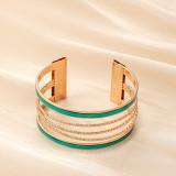 Metal Multi layer Oil Dropping Hollow Wide Edge Line Bracelet