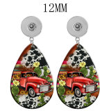 10 styles sunflower cactus pattern Acrylic two-sided Painted Water Drop earrings fit 12MM Snaps button jewelry wholesale