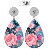10 styles color girl sunflower Flower  Acrylic two-sided Painted Water Drop earrings fit 12MM Snaps button jewelry wholesale
