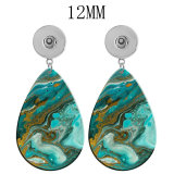 10 styles Artistic pattern  Acrylic two-sided Painted Water Drop earrings fit 12MM Snaps button jewelry wholesale