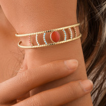 Stainless steel drip crescent hollow adjustable bracelet