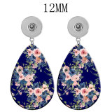 10 styles girl Flower  Acrylic two-sided Painted Water Drop earrings fit 12MM Snaps button jewelry wholesale