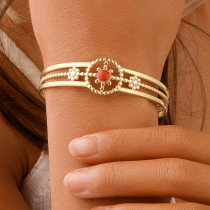 Stainless Steel Drip Oil Hollow Sun Adjustable Bracelet