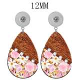 10 styles Flower sunflower  Acrylic two-sided Painted Water Drop earrings fit 12MM Snaps button jewelry wholesale