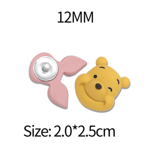 12MM DIY Cartoon Resin Pikachu Strawberry Bear Bell Mickey Mouse Mushroom snap button charms