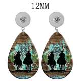 10 styles Pretty Leopard pattern  Acrylic two-sided Painted Water Drop earrings fit 12MM Snaps button jewelry wholesale