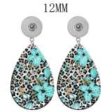 10 styles color girl  Flower  Acrylic two-sided Painted Water Drop earrings fit 12MM Snaps button jewelry wholesale