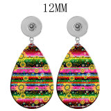 10 styles sunflower  Acrylic two-sided Painted Water Drop earrings fit 12MM Snaps button jewelry wholesale