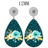 10 styles girl Flower  Acrylic two-sided Painted Water Drop earrings fit 12MM Snaps button jewelry wholesale
