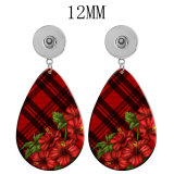 10 styles girl Flower sunflower  Acrylic two-sided Painted Water Drop earrings fit 12MM Snaps button jewelry wholesale