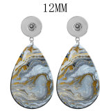 10 styles Artistic pattern  Acrylic two-sided Painted Water Drop earrings fit 12MM Snaps button jewelry wholesale