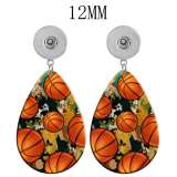 10 styles love sports Basketball  Volleyball Baseball Acrylic two-sided Painted Water Drop earrings fit 12MM Snaps button jewelry wholesale