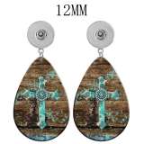 10 styles Flower Cross  Acrylic two-sided Painted Water Drop earrings fit 12MM Snaps button jewelry wholesale