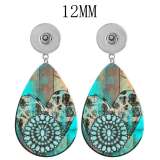 10 styles love Butterfly Flower  Acrylic two-sided Painted Water Drop earrings fit 12MM Snaps button jewelry wholesale