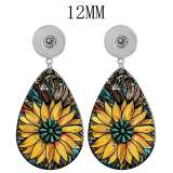 10 styles color Flower  Acrylic two-sided Painted Water Drop earrings fit 12MM Snaps button jewelry wholesale
