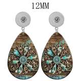 10 styles love Butterfly Flower  Acrylic two-sided Painted Water Drop earrings fit 12MM Snaps button jewelry wholesale