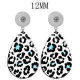 10 styles sunflower Leopard pattern  Acrylic two-sided Painted Water Drop earrings fit 12MM Snaps button jewelry wholesale