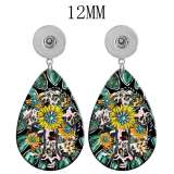 10 styles color Flower  Acrylic two-sided Painted Water Drop earrings fit 12MM Snaps button jewelry wholesale