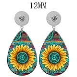 10 styles sunflower Cartoon Dwarf  Acrylic two-sided Painted Water Drop earrings fit 12MM Snaps button jewelry wholesale