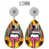 10 styles sunflower mama  Acrylic two-sided Painted Water Drop earrings fit 12MM Snaps button jewelry wholesale