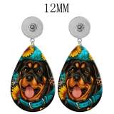 10 styles Dog Acrylic two-sided Painted Water Drop earrings fit 12MM Snaps button jewelry wholesale
