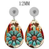 10 styles Cross turquoise pattern  Acrylic two-sided Painted Water Drop earrings fit 12MM Snaps button jewelry wholesale