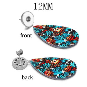 10 styles Dog Horse  Acrylic two-sided Painted Water Drop earrings fit 12MM Snaps button jewelry wholesale