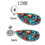 10 styles girl Pretty sunflower  Acrylic two-sided Painted Water Drop earrings fit 12MM Snaps button jewelry wholesale