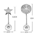 Stainless steel five-pointed star circular earrings fit 20MM Snaps button jewelry wholesale