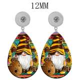10 styles sunflower Cartoon Dwarf  Acrylic two-sided Painted Water Drop earrings fit 12MM Snaps button jewelry wholesale