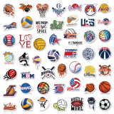 50 self created ball sports stickers, rugby, volleyball, softball, football, NBA, basketball sports collection waterproof stickers