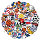 50 self created ball sports stickers, rugby, volleyball, softball, football, NBA, basketball sports collection waterproof stickers