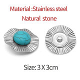 stainless steel Stripe  Agate snap buttons Natural stone DIY  fit 20mm snap button charms