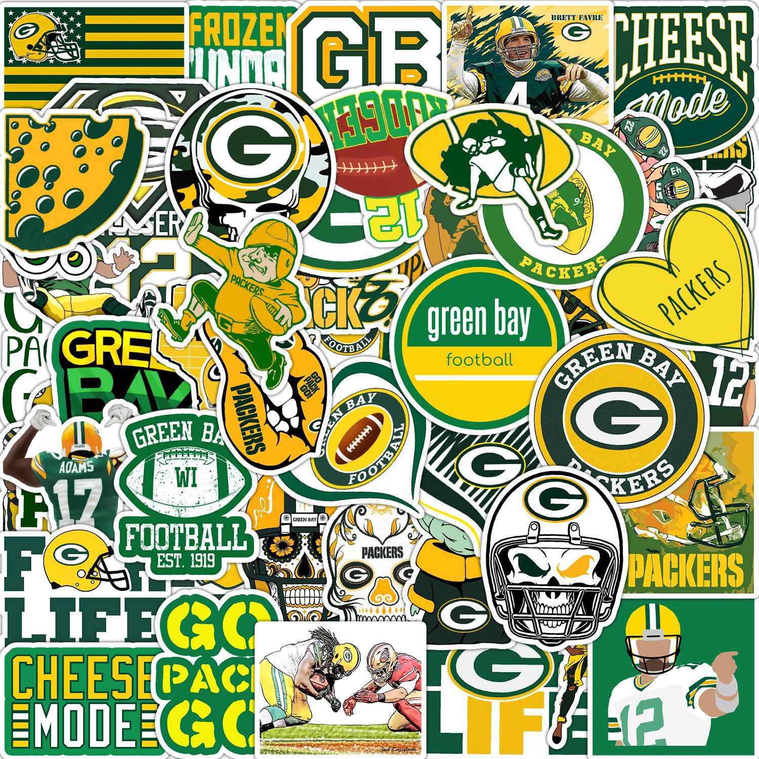 50 pieces of American rugby Green Bay team graffiti stickers, mobile