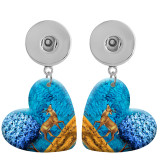 10 styles love resin Deer Butterfly pattern  Painted Heart earrings fit 20MM Snaps button jewelry wholesale
