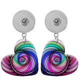 10 styles love resin Colorful  pattern  Painted Heart earrings fit 20MM Snaps button jewelry wholesale