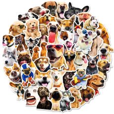 50 Realistic Dog Stickers Animal Cute Pet Collection Chai Dog Cute Animal Golden Hair Dog Head Expression Pack Waterproof Sticker