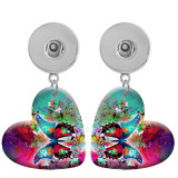 10 styles love resin Butterfly pattern Painted Heart earrings fit 20MM Snaps button jewelry wholesale