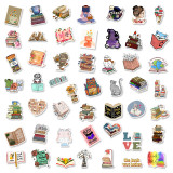 50 book stickers, book reading graffiti stickers, computer phone tablet bookmarks, hand ledger stickers, waterproof stickers