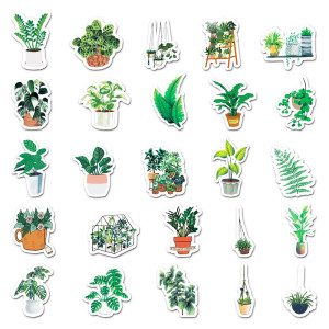 50 Ins Wind Green Plant Cartoon DIY Stickers for Tablets, Luggage Cases, Refrigerators, Stationery Stickers