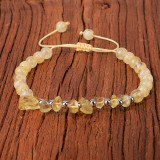 Crushed Stone Bracelet Amethyst Yellowcrystal Stone Ball Beaded Bracelet Handwoven Copper Beaded Bracelet