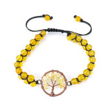 Handwoven Natural Crystal Red Agate Beads Life Tree Bracelet Adjustable