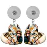 10 styles love resin bird pattern  Painted Heart earrings fit 20MM Snaps button jewelry wholesale