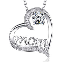 Mother's Day Love MOM Diamond Zircon stainless steel Necklace