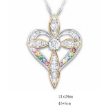 Infinite Crossing of Love ∞ Heart shaped Zircon Rose Necklace with Diamond Rose Necklace