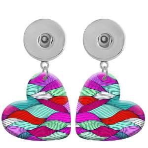 10 styles love color pattern resin  pattern  Painted Heart earrings fit 20MM Snaps button jewelry wholesale