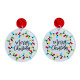 Christmas earrings, colored lights, circular acrylic Christmas tree, teacher earrings, gifts