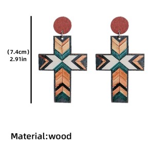 Cross Wood Earrings